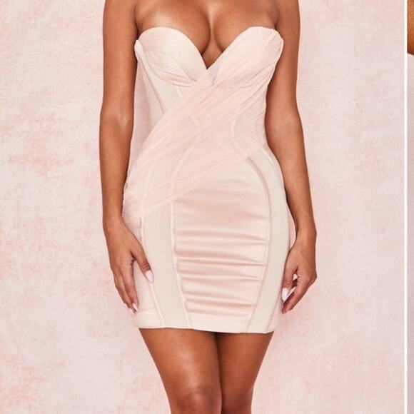 House of CB Gisou blush satin strapless dress Size Large - Picture 8 of 8